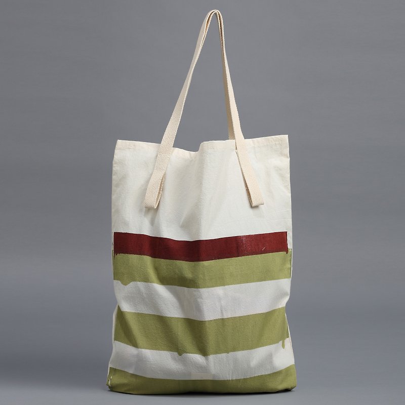 JainJain large cool bag / shopping bag Matcha red bean # - Messenger Bags & Sling Bags - Cotton & Hemp Multicolor