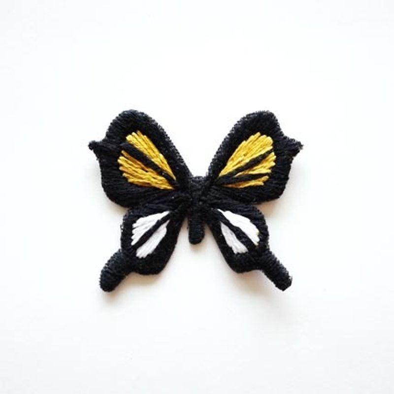 Yellow Birdwing Butterfly Hand Embroidered Brooch - Brooches - Thread Yellow