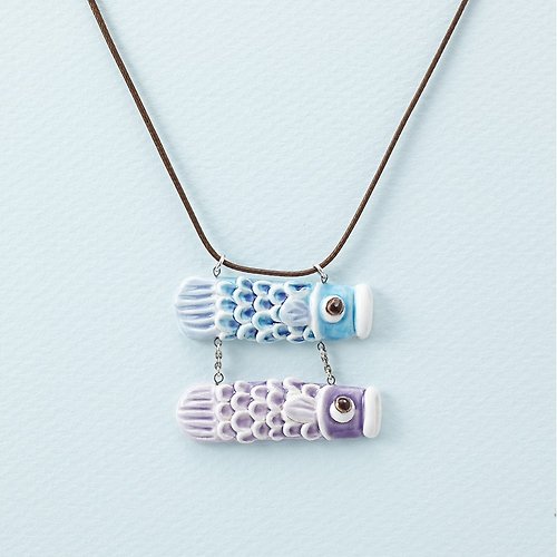 Snail Workshop@淼小 鯉與我－手工白瓷頸鏈 .紫&淺藍色