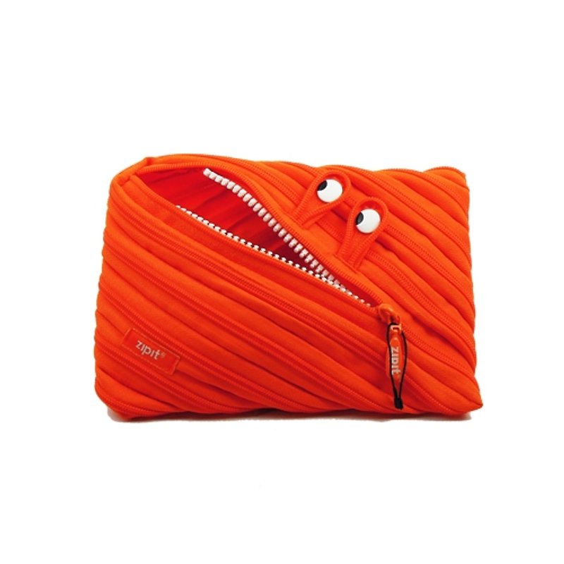 Zipit monster zipper bag (large) - Orange - กระเป๋าเครื่องสำอาง - วัสดุอื่นๆ สีส้ม