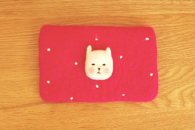 * Mori Shu * hand made wool felt - alpaca Shuiyu little Storage bag - pink - Toiletry Bags & Pouches - Wool Red