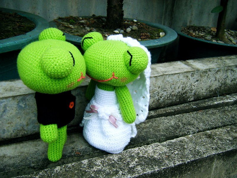 Frogs. Wedding doll (customize your wedding doll) for Cai Xiaoai - ตุ๊กตา - วัสดุอื่นๆ สีเขียว