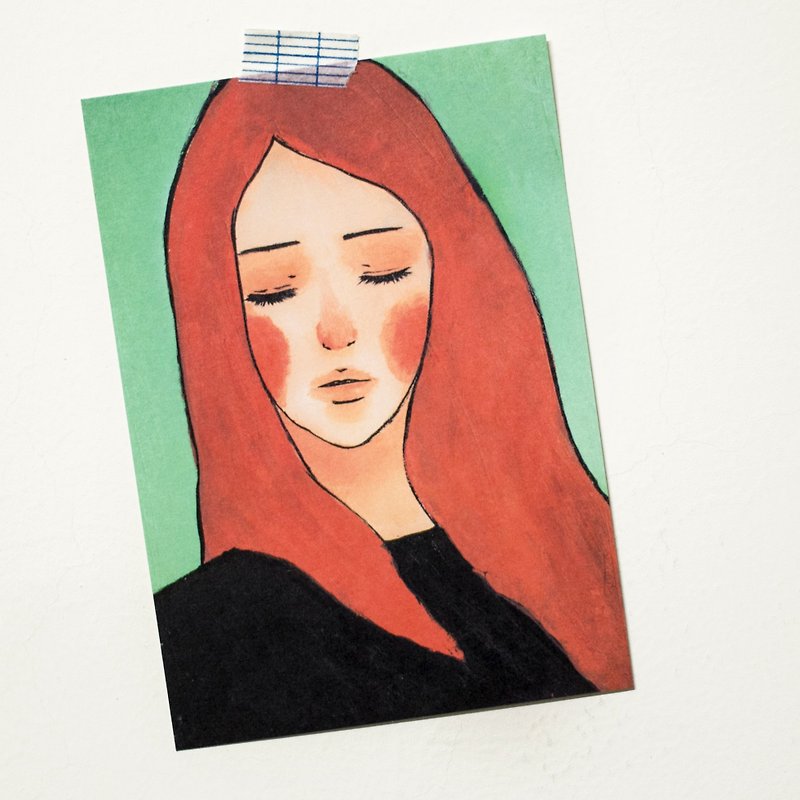 Elegant Girl Illustrated Postcard - Cards & Postcards - Paper Pink