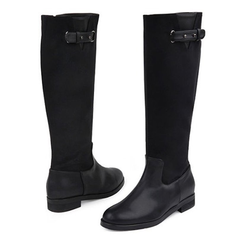 【2017 MUST HAVE ITEM】SPUR buckle boots FF8051 BLACK - รองเท้าลำลองผู้หญิง - หนังแท้ สีดำ