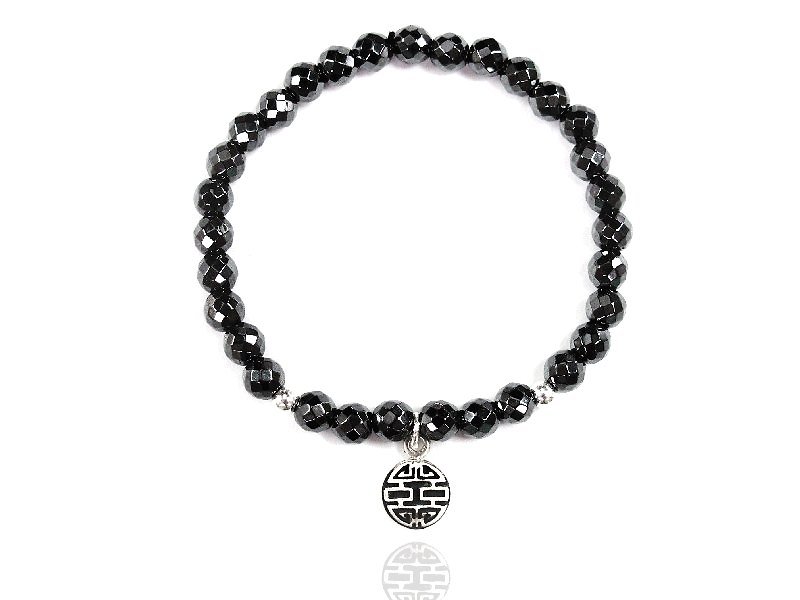 Chinese character beaded bracelet (male/female) -ART64 - Bracelets - Sterling Silver Purple