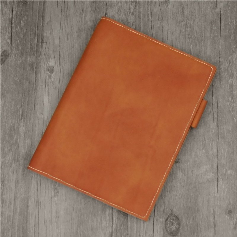 Handmade vegetable tanned leather notebook cover A5 Binder - Notebooks & Journals - Genuine Leather Gold