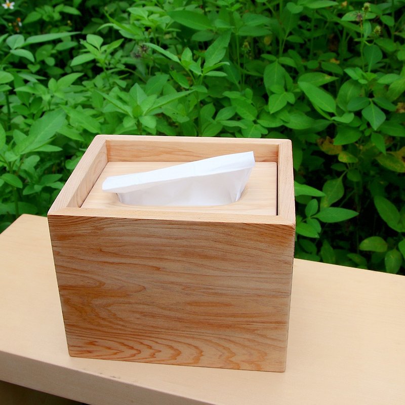 Hinoki Square Tissue Box Cover - ของวางตกแต่ง - ไม้ สีทอง