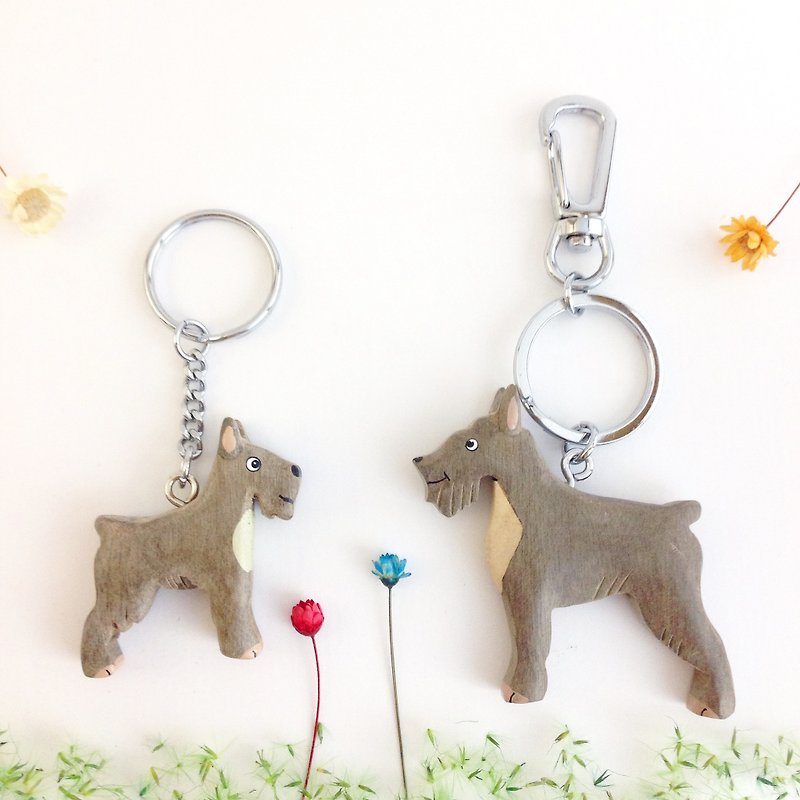 Wooden hand made dog key chain - Keychains - Wood Gray
