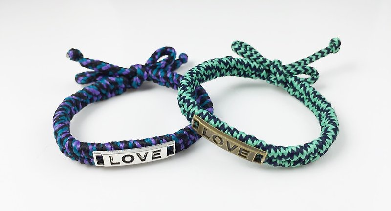 LOVE編繩系列（情人節款式）-兩條一組 - 手鍊/手鐲 - 其他材質 多色