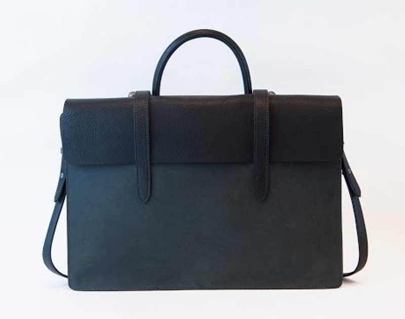 Notation 黑色牛皮肩背公事包 - Messenger Bags & Sling Bags - Genuine Leather Black