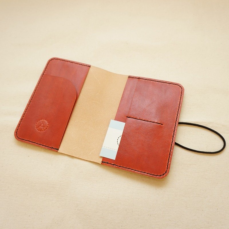 Hand-dyed leather Passport Case Notebook Case - scarlet - ที่เก็บพาสปอร์ต - หนังแท้ สีแดง