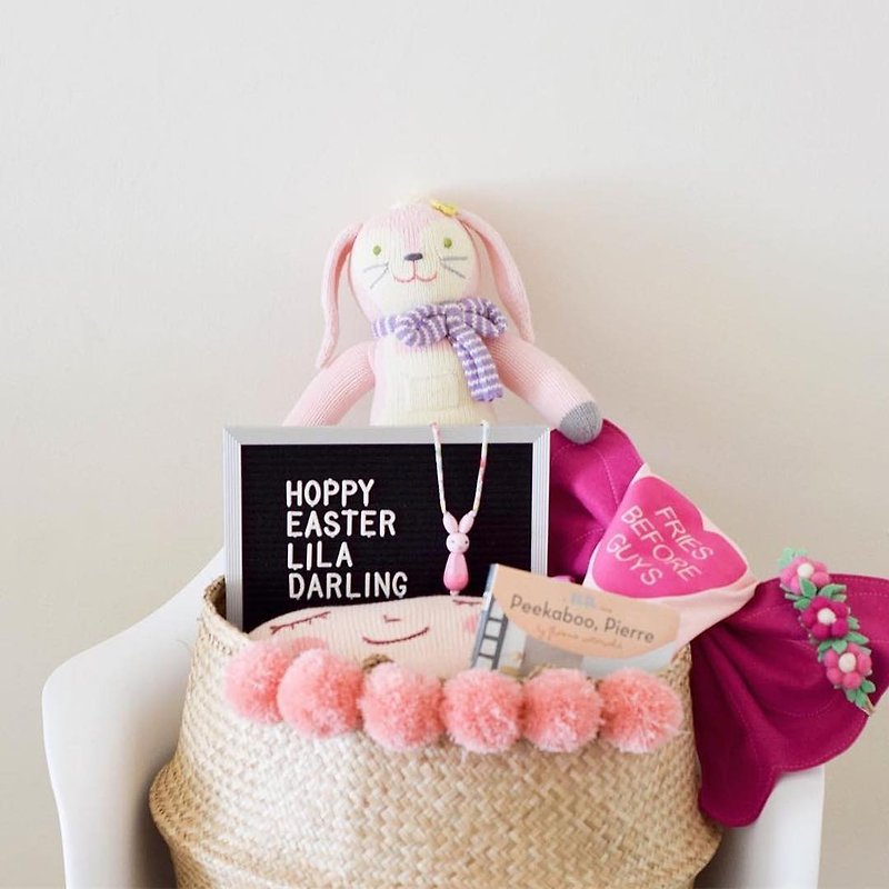 American Blabla Kids Cotton Knit Doll (Large) - Small Flower Pink Rabbit B21052660 - Kids' Toys - Cotton & Hemp Pink