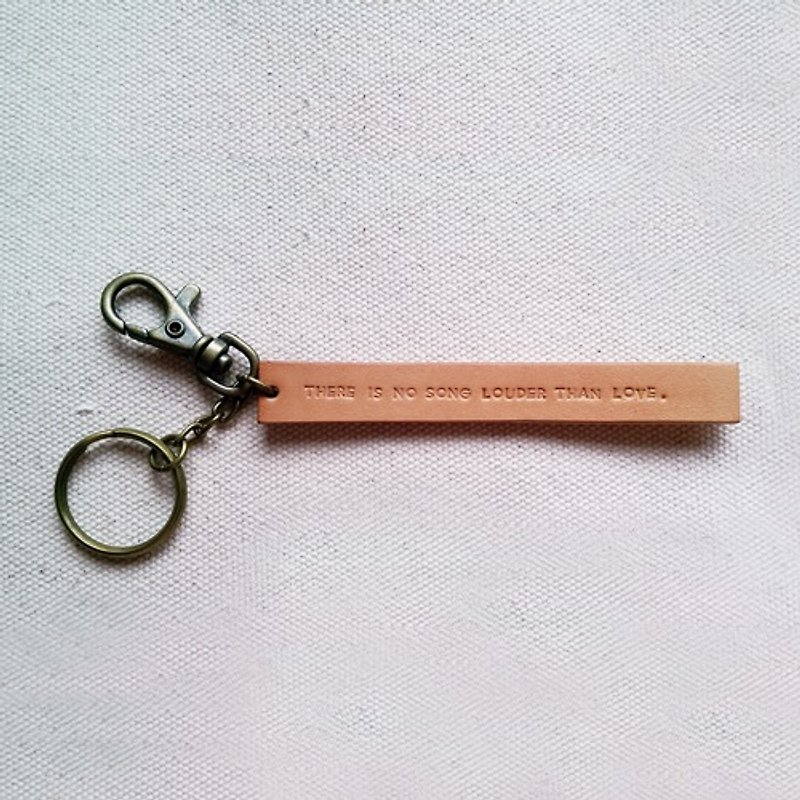 [Free Qiaozi] motto keychain - original skin color - ที่ห้อยกุญแจ - หนังแท้ สีส้ม