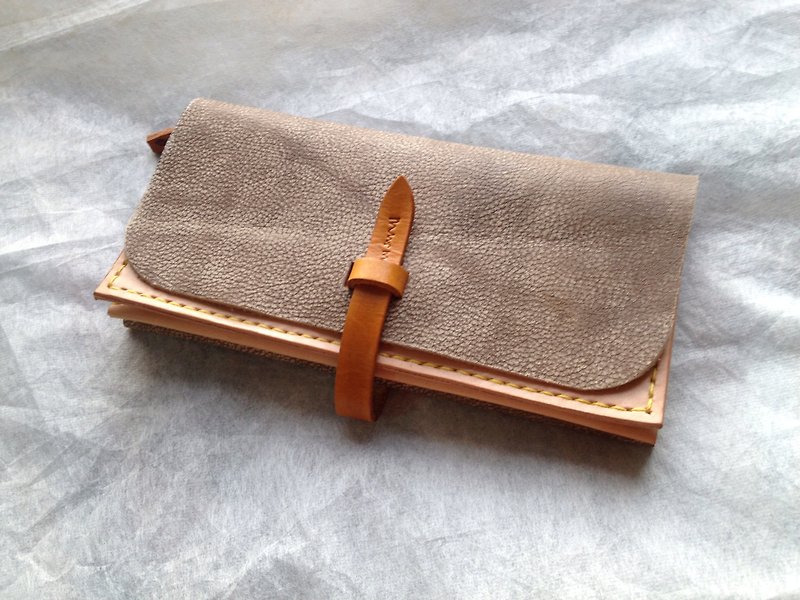 Good wild long clip _ Sew vegetable tanned leather - Wallets - Genuine Leather Brown