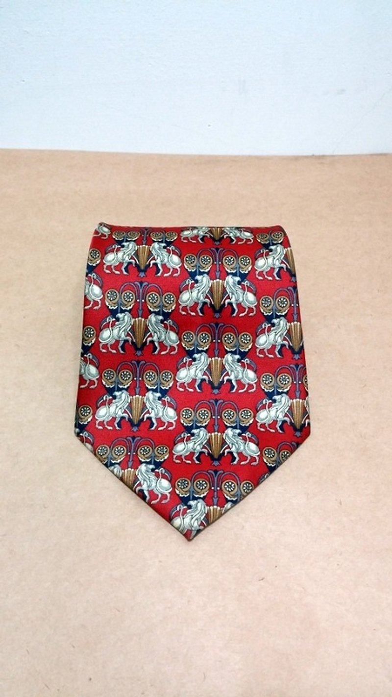 Classic vintage royal double lion totem vintage tie - เนคไท/ที่หนีบเนคไท - วัสดุอื่นๆ 