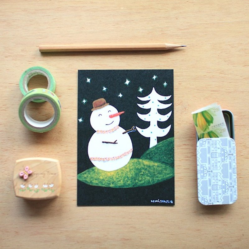 Postcard ∣ Snowman in early winter - การ์ด/โปสการ์ด - กระดาษ หลากหลายสี