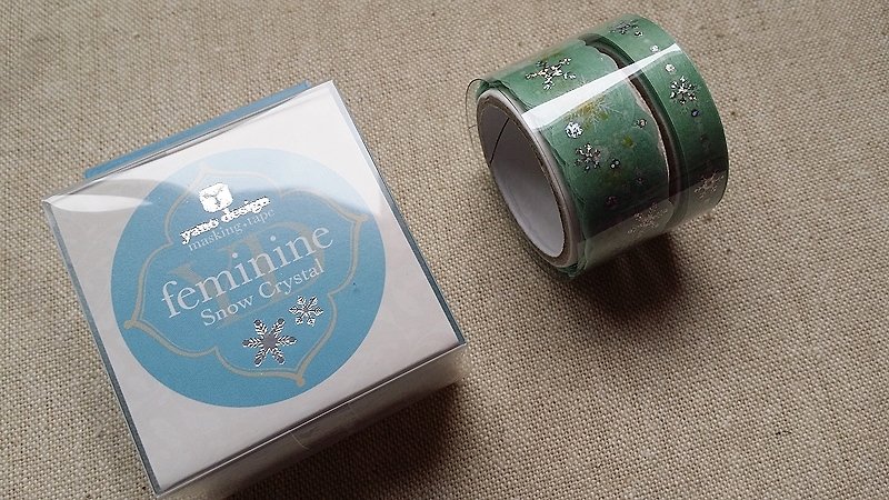 日本 ROUND TOP yano design 箔押花邊和紙膠帶組【雪花結晶 (YD-MK-025)】2入 - มาสกิ้งเทป - กระดาษ สีน้ำเงิน