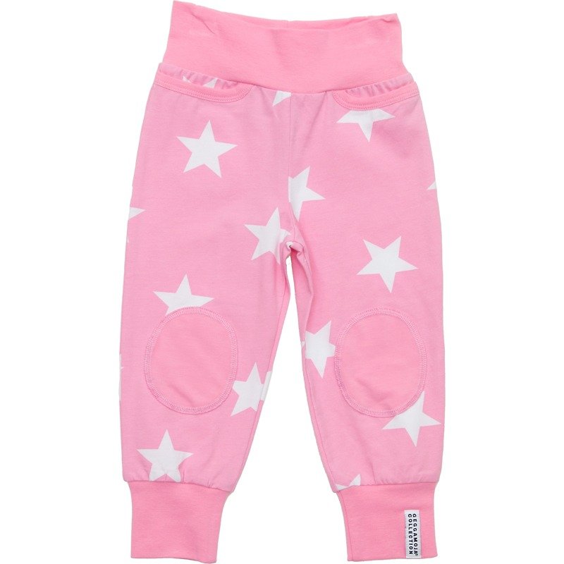 北歐有機棉嬰幼兒包屁褲粉紅色星星 - 男/女童長褲/短褲 - 棉．麻 粉紅色