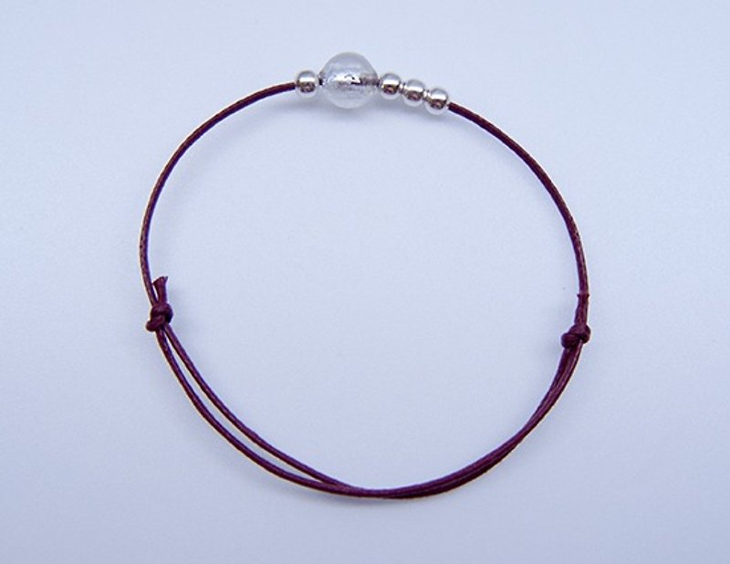 925 silver colored glaze imitation leather cord bracelet-red (handmade. bracelet. lucky item. gift. ornaments. colored glaze. imitation leather cord. 925 Silver. red. bracelet. Silver. gift box) - สร้อยข้อมือ - โลหะ สีแดง