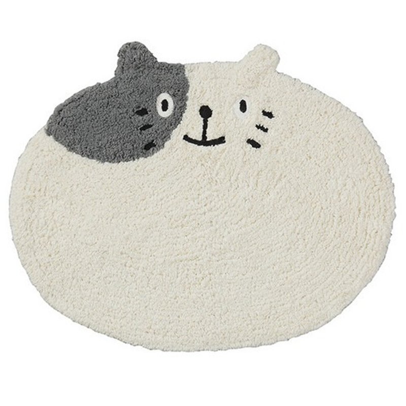 Tabby 灰白小花貓造型地墊 - 擺飾/家飾品 - 棉．麻 白色