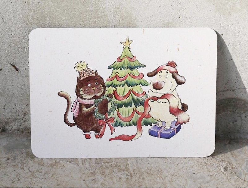 吉普星球過聖誕  -  佈置聖誕樹 篇  (聖誕節明信片/卡片) - 心意卡/卡片 - 紙 白色