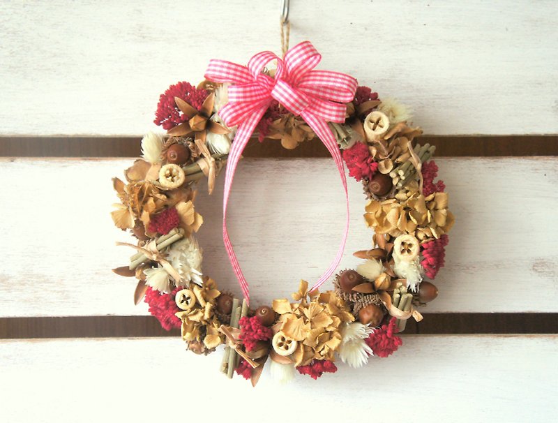 Festooned with colorful fruits wind Christmas wreath / Christmas decoration - - ของวางตกแต่ง - พืช/ดอกไม้ 