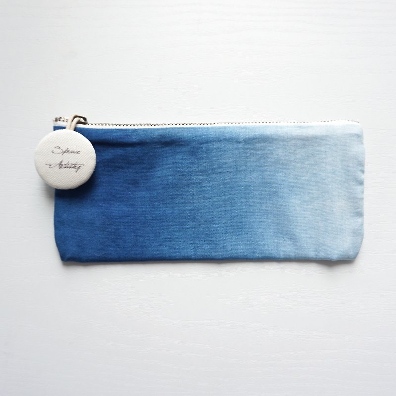 棉．麻 鉛筆盒/筆袋 藍色 - S.A x Ocean 藍染海洋筆袋