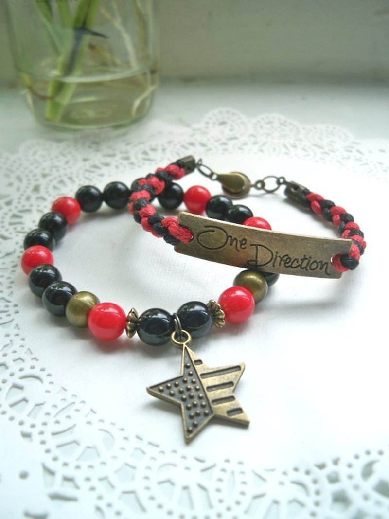 One direction bracelet-red + black -2 - Bracelets - Other Materials Multicolor