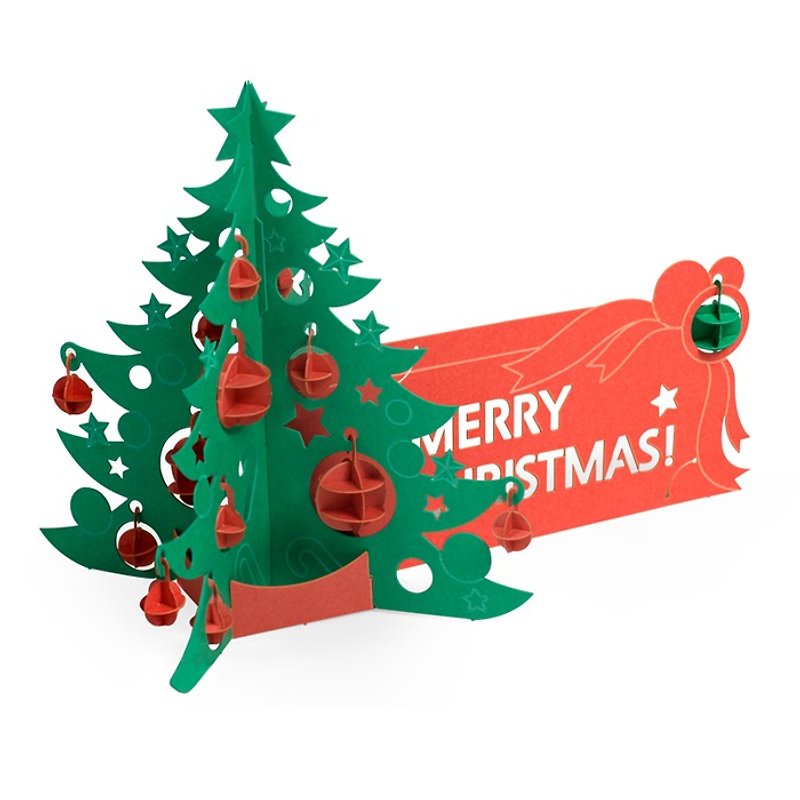 Papero DIY mini model paper landscape - Christmas card (trees) / Christmas Tree Card (Green & Red) - Getting Started Simple package - งานไม้/ไม้ไผ่/ตัดกระดาษ - กระดาษ สีเขียว