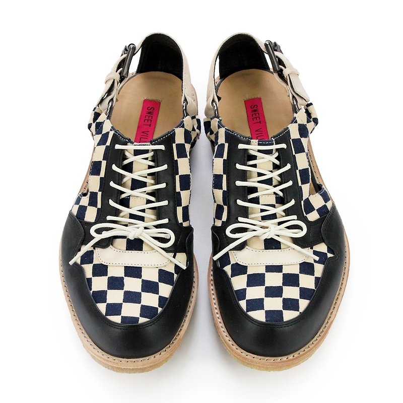 Alice's Journey M1139 Chessboard Summer leather  Sandal - Sandals - Cotton & Hemp Multicolor
