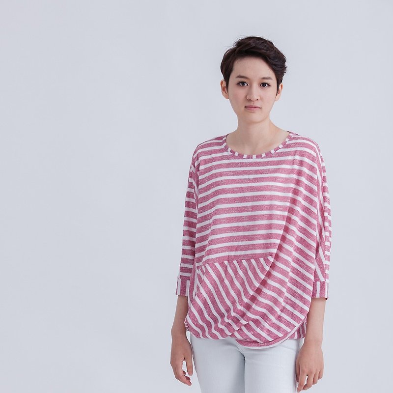 Fay Double Layer Stripe Knit Top - Women's Tops - Other Materials Red