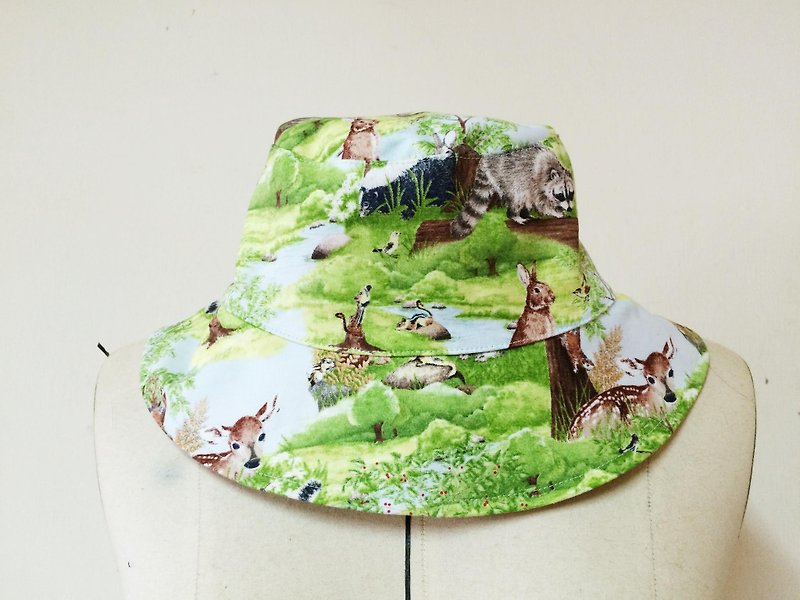 MaryWil百搭漁夫帽-草原小兔小鹿 - 帽子 - 其他材質 綠色