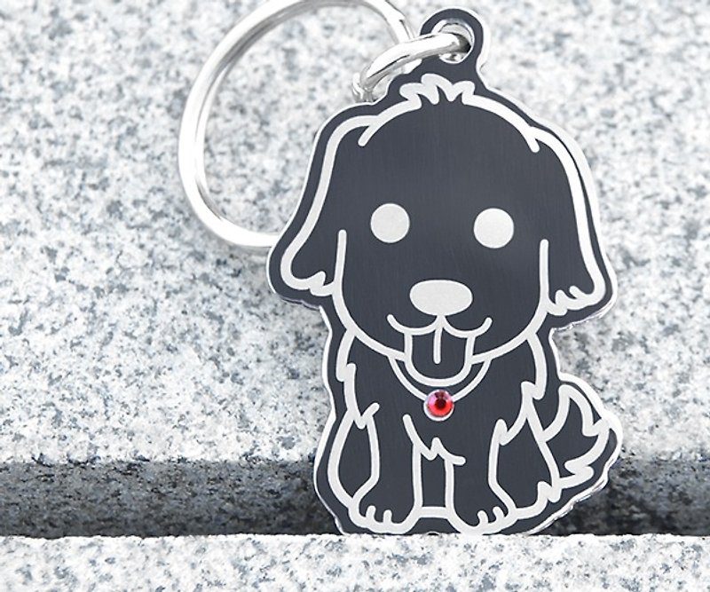 [Golden Retriever] Exclusive to "Dog Shape"-Custom Brand (6 Color Diamonds) ◆Cute x Anti-lost ◆ - Collars & Leashes - Other Metals 