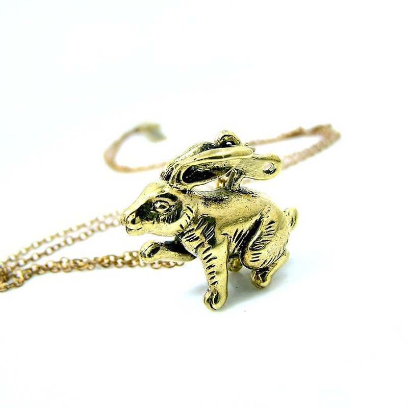 Wind up Bunny pendant in brass ,Rocker jewelry ,Skull jewelry,Biker jewelry - Necklaces - Other Metals 