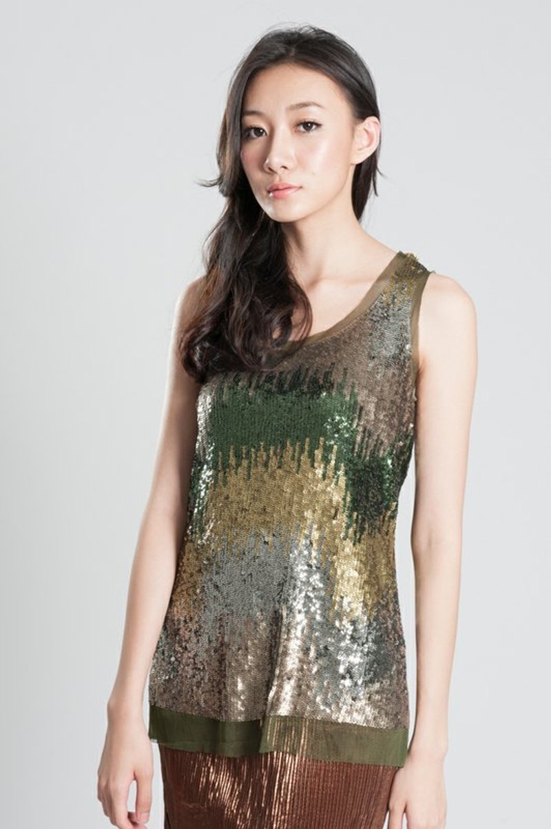 FaBulous New York 2014 SS*精靈漸層亮片長版 - 洋裝/連身裙 - 其他材質 綠色
