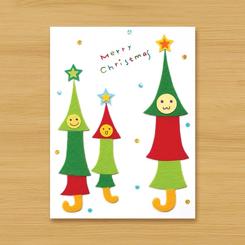 Handmade Card _ Christmas Tree Elf-Christmas Card - การ์ด/โปสการ์ด - วัสดุอื่นๆ ขาว