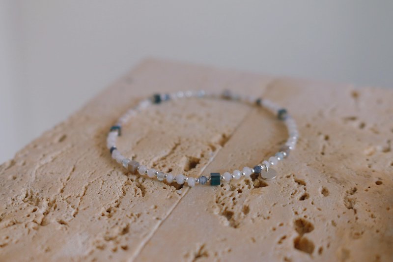 March Birthstone Bracelet Aquamarine Moonstone Natural Stone - Good News - - Bracelets - Semi-Precious Stones Blue