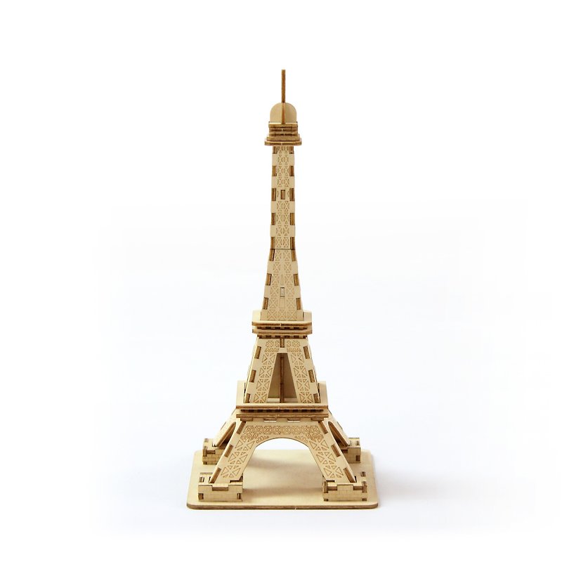 Jigzle 3D Wooden Puzzle | Building Series Romantic Eiffel Tower (Small 20cm) - เกมปริศนา - ไม้ สีกากี