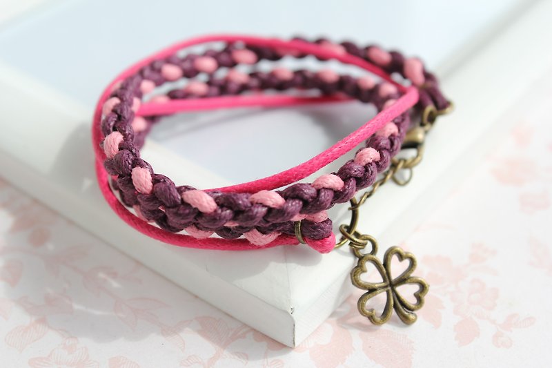 【UNA-Yona Handmade】Multi-layered two-circle bracelet - Bracelets - Other Materials Black