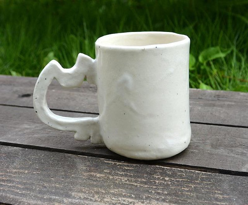 White cat magu [mug] - แก้วมัค/แก้วกาแฟ - วัสดุอื่นๆ ขาว