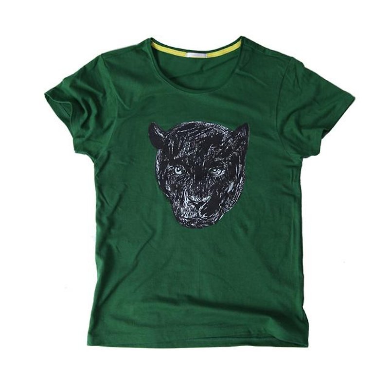 Animal T-shirts black leopard Tcollector - เสื้อยืดผู้หญิง - ผ้าฝ้าย/ผ้าลินิน สีเขียว