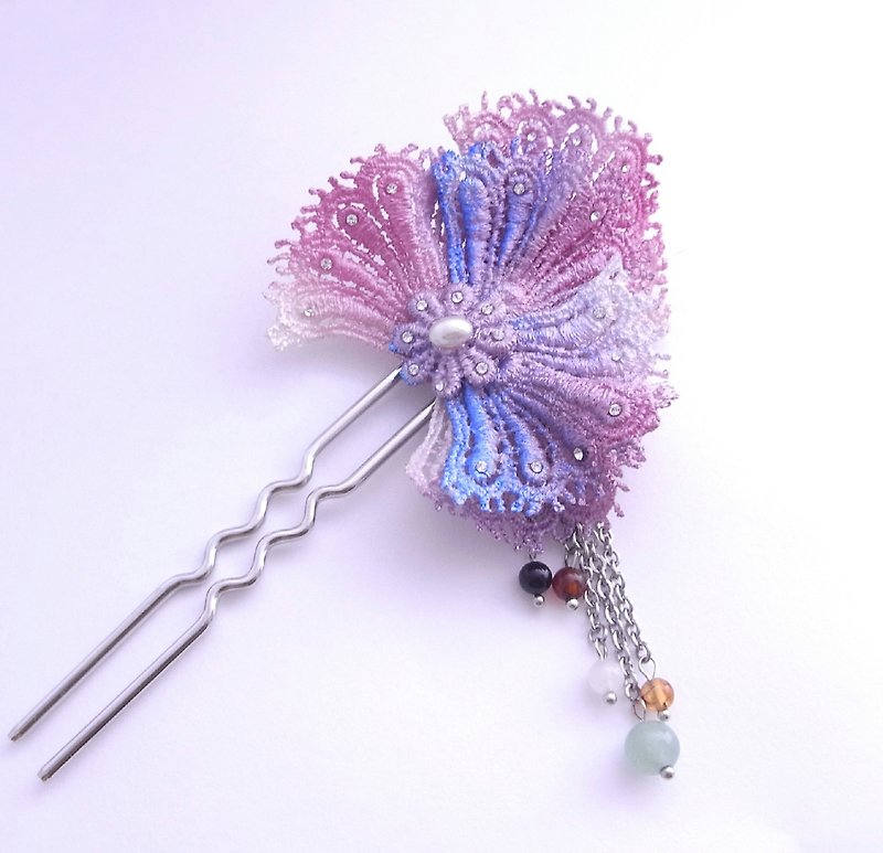 【Alace 水蕾絲】紫釵 - เครื่องประดับผม - วัสดุกันนำ้ สีม่วง