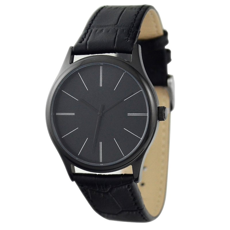 シンプルで長い縞模様の時計ブラックケース ニュートラル 送料無料 - 腕時計 - 金属 ブラック