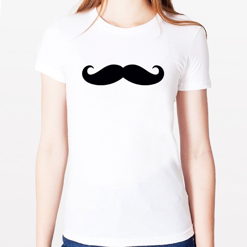Mustache #3女生短袖T恤-2色 鬍子 鬍鬚 復古 眼鏡 文青 藝術 設計 時髦 父親 - 女 T 恤 - 其他材質 多色