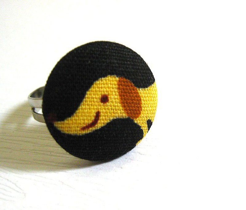 Hand-made cloth buttons Ring puppy - General Rings - Other Materials 
