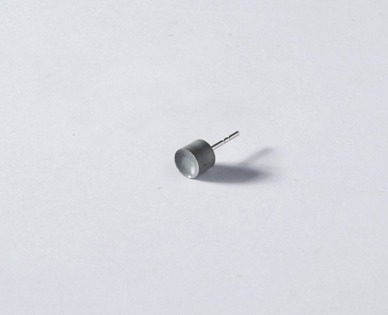 22DesignStudio_ cement earrings -Concrete Mirror Concave - Earrings & Clip-ons - Cement Gray