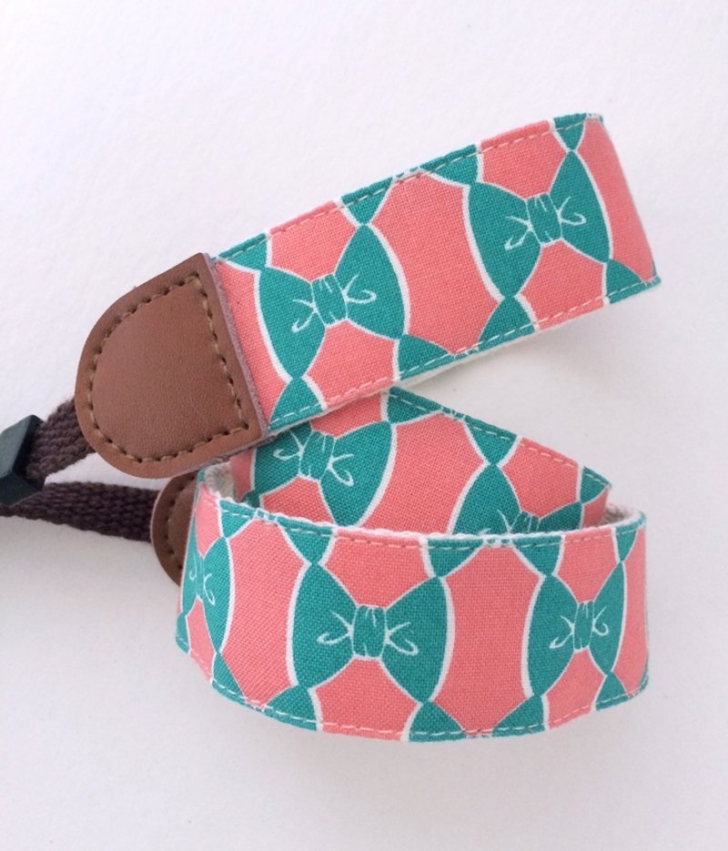 Pink bow camera strap - ID & Badge Holders - Cotton & Hemp Pink