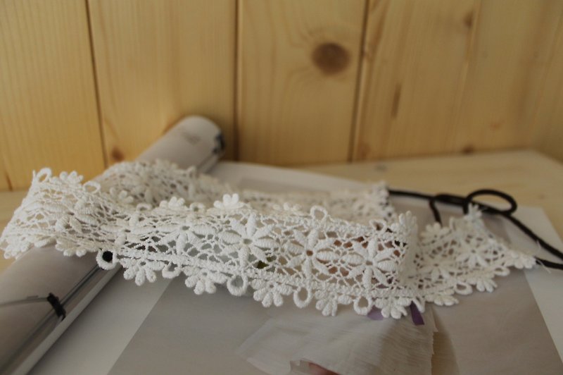 oleta hand made jewelry - flowers lace cotton lace hair band - เครื่องประดับผม - วัสดุอื่นๆ ขาว