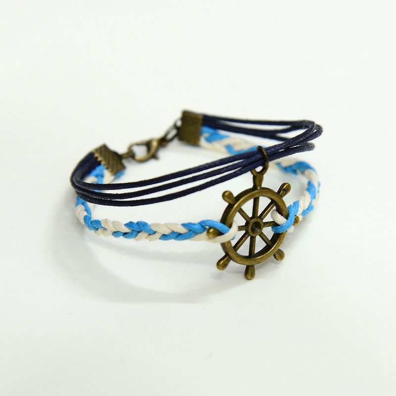 Sailing☸ Hand-knitted bracelet - Bracelets - Other Materials Blue