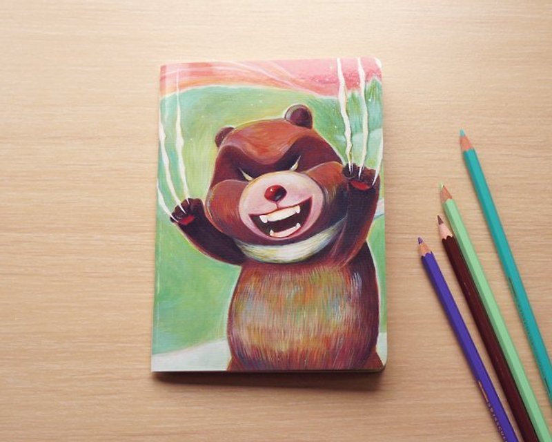 插畫大筆記本：抓狂熊 - 筆記簿/手帳 - 紙 綠色